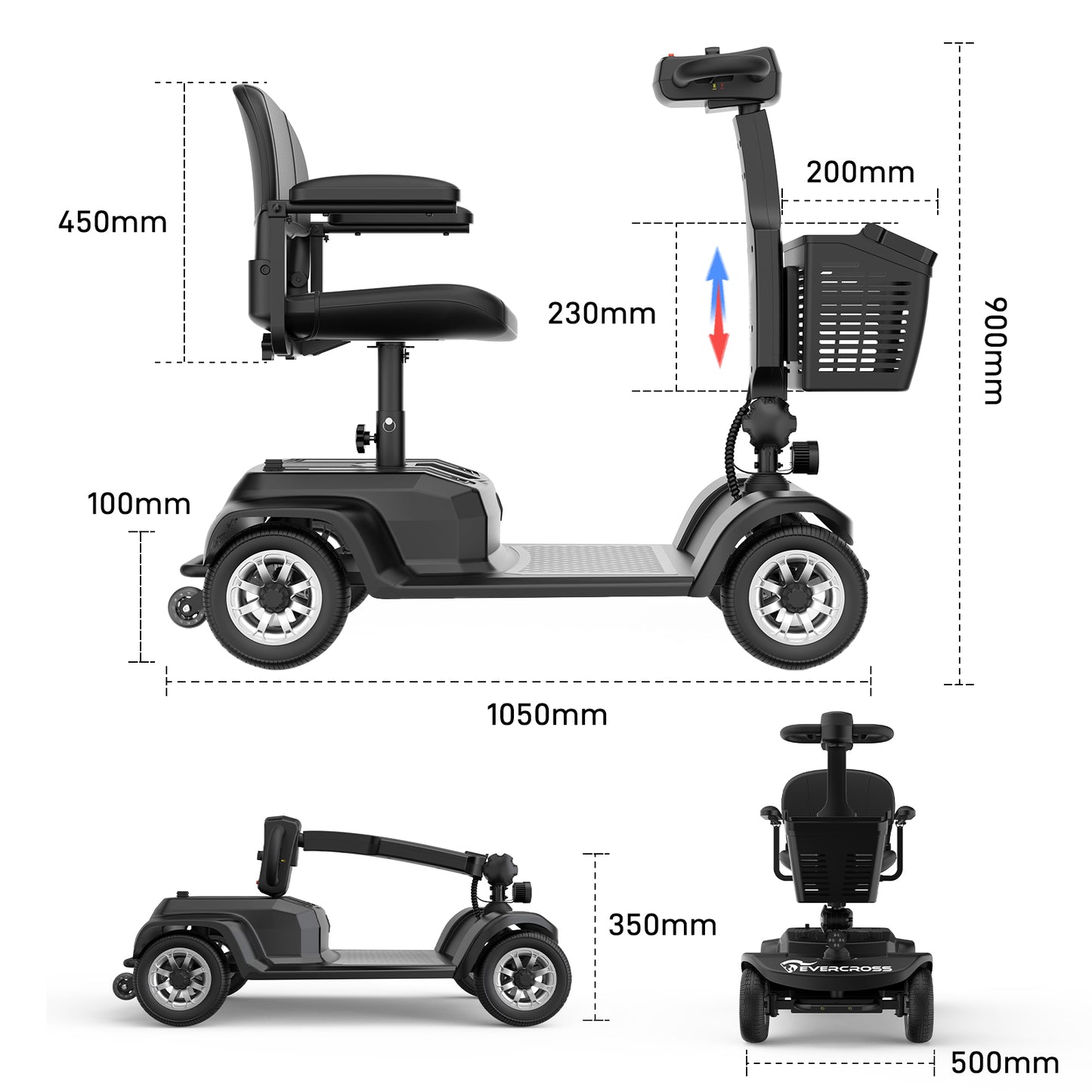 EVERCROSS LScooter de mobilité électrique pliable à 4 roues 6
