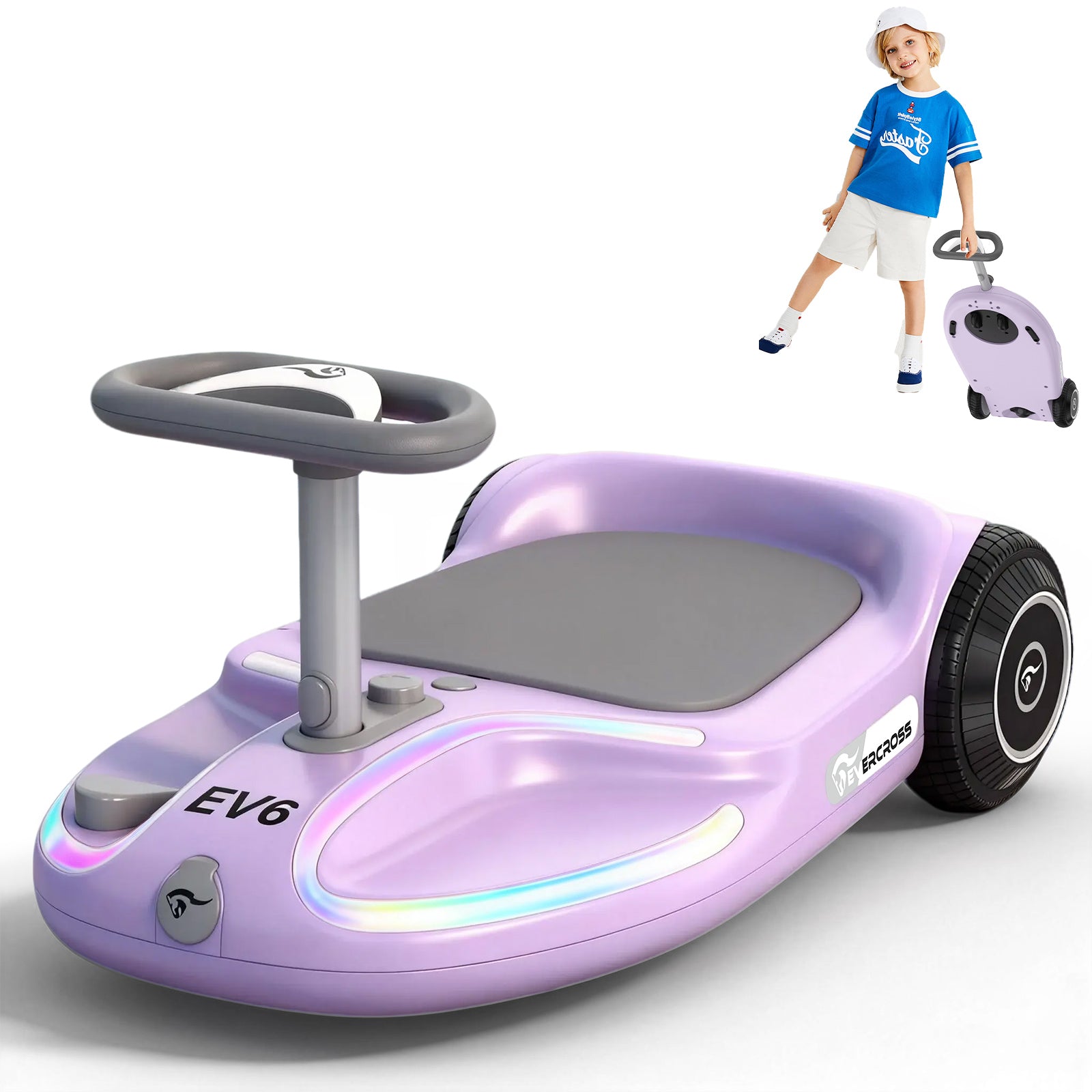 EVERCROSS EV6 Elektryczny samochód dla dzieci, hulajnoga 4 w 1 i bujaczek