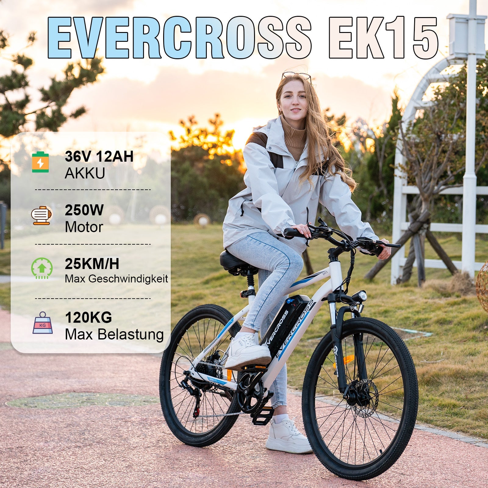 Bicicletta elettrica per adulti EVERCROSS EK15 –