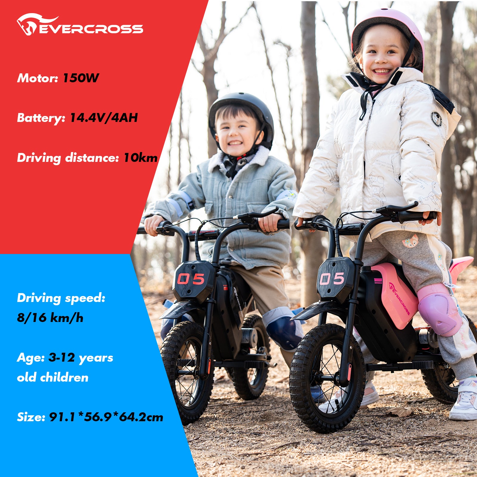 Moto électrique EVERCROSS EV05M pour enfants de 3 à 12 ans