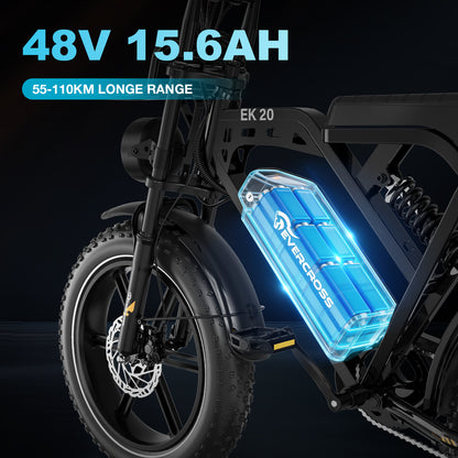 Bicicletta elettrica per pneumatici grassi EVERCROSS EK20