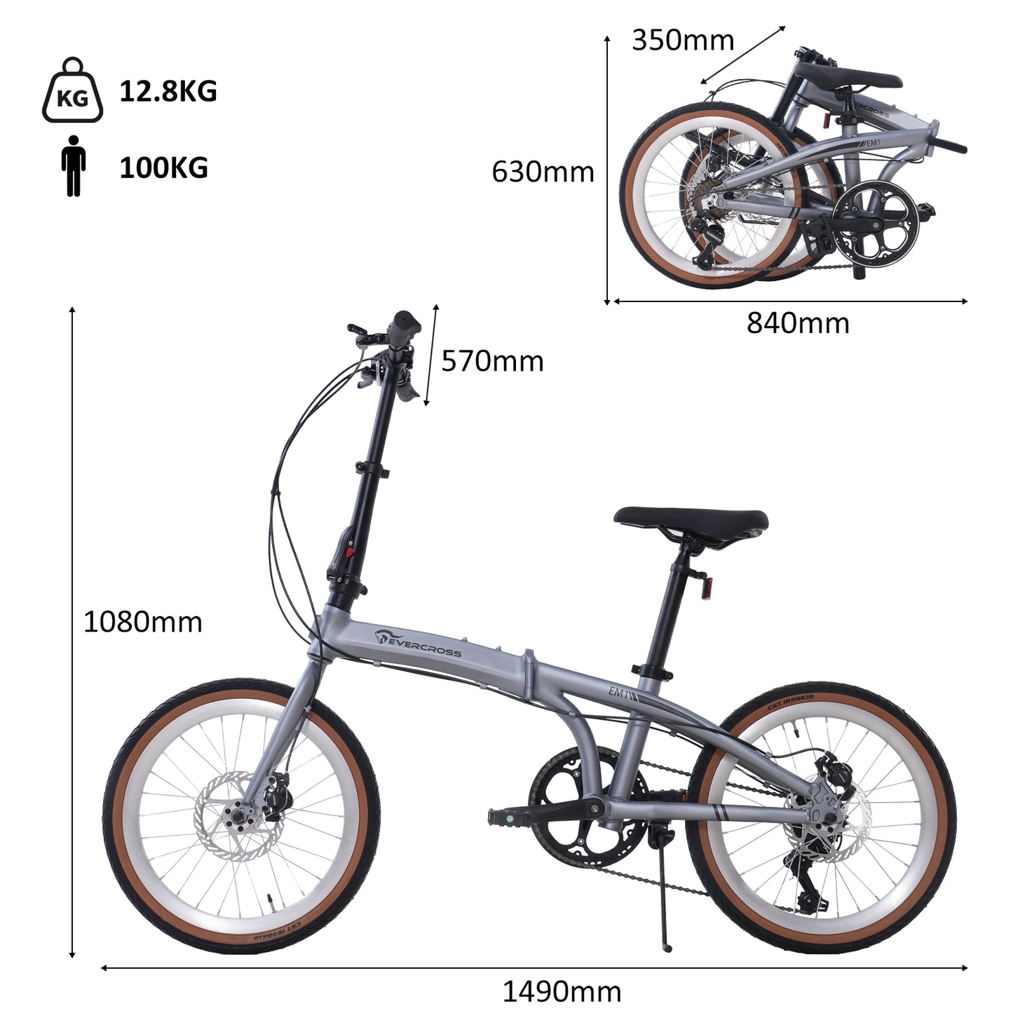 EVERCROSS EM1 20” Folding Bike