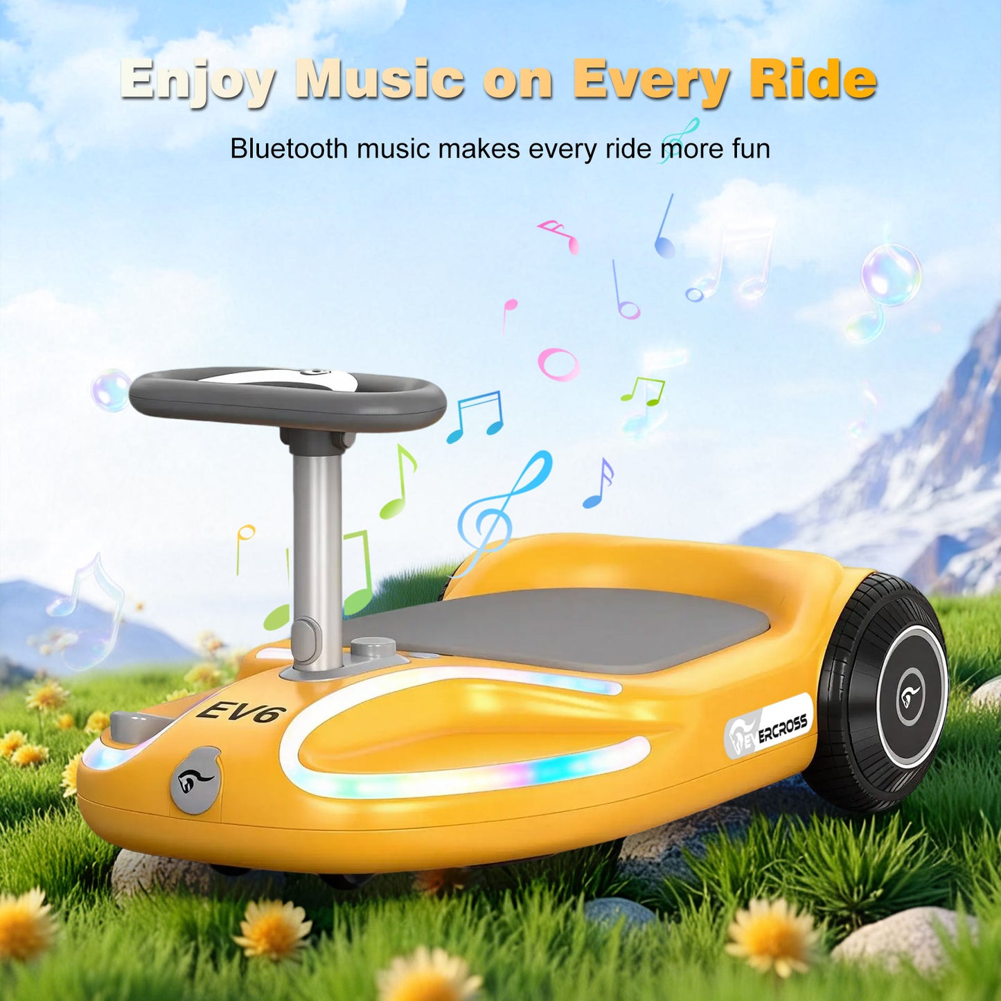 EVERCROSS EV6 Elektryczny samochód dla dzieci, hulajnoga 4 w 1 i bujaczek