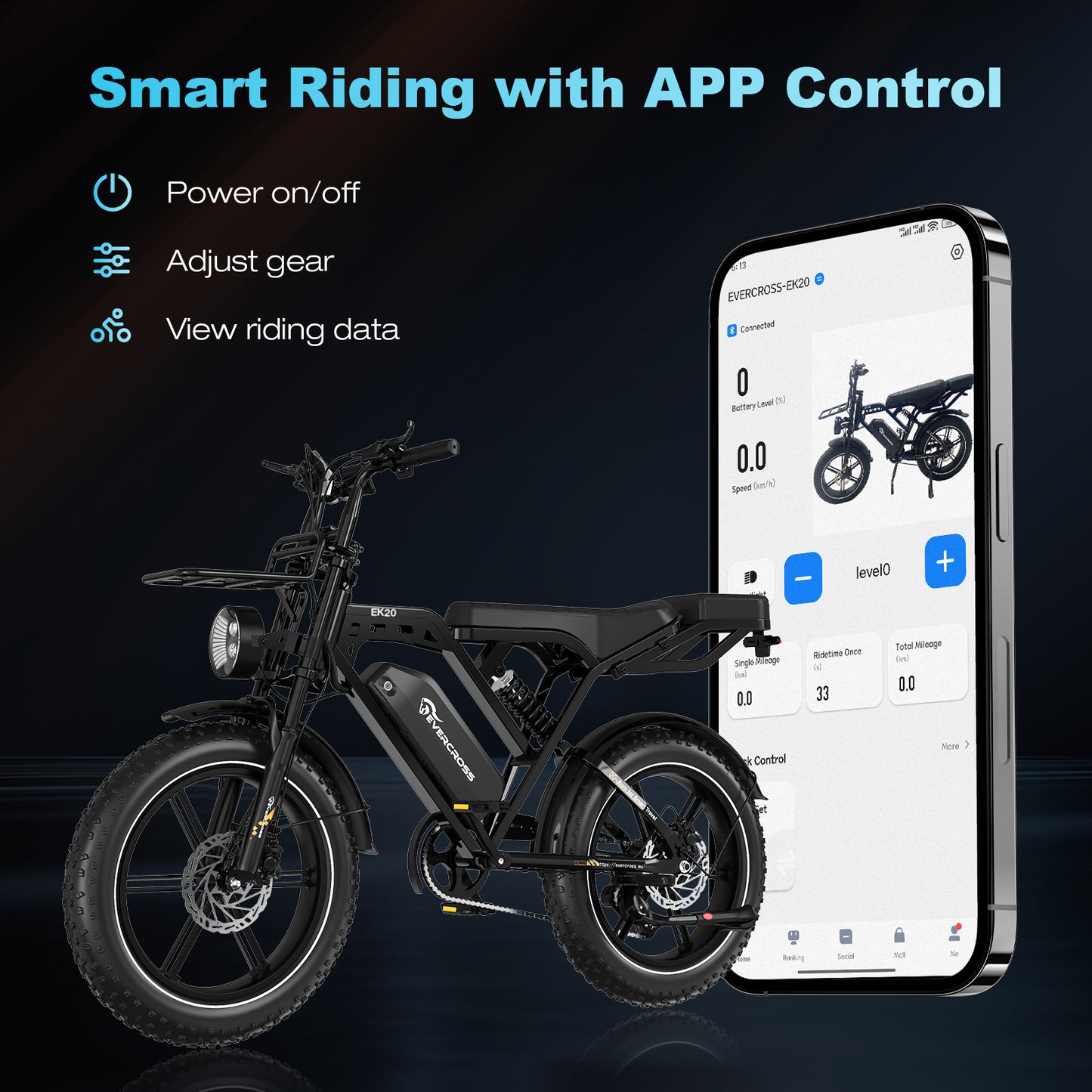 Bicicletta elettrica per pneumatici grassi EVERCROSS EK20