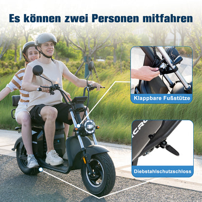 EVERCROS 702 Electric Motorbike, 60V-30Ah Lithium, Schwarz