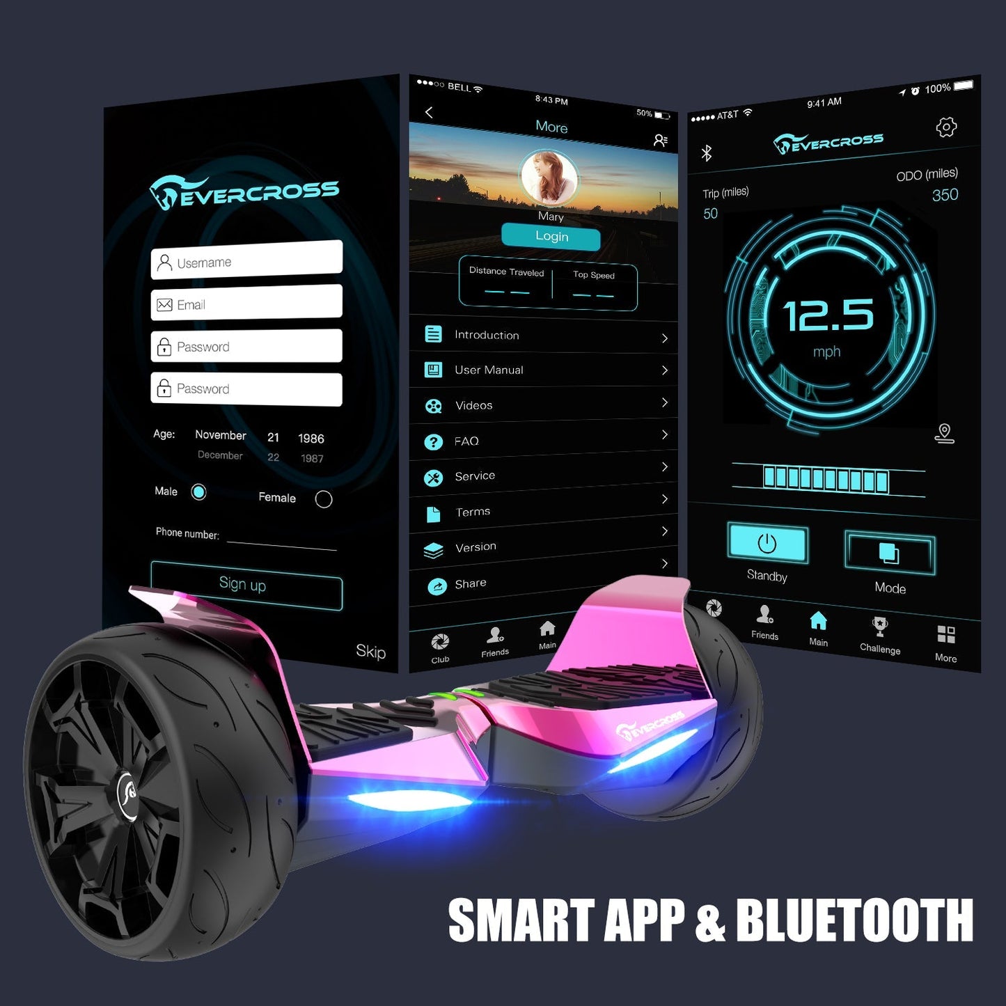 EVERCROSS EV5 Hoverboard de 8.5", Patinete Eléctrico Todoterreno Autoequilibrado