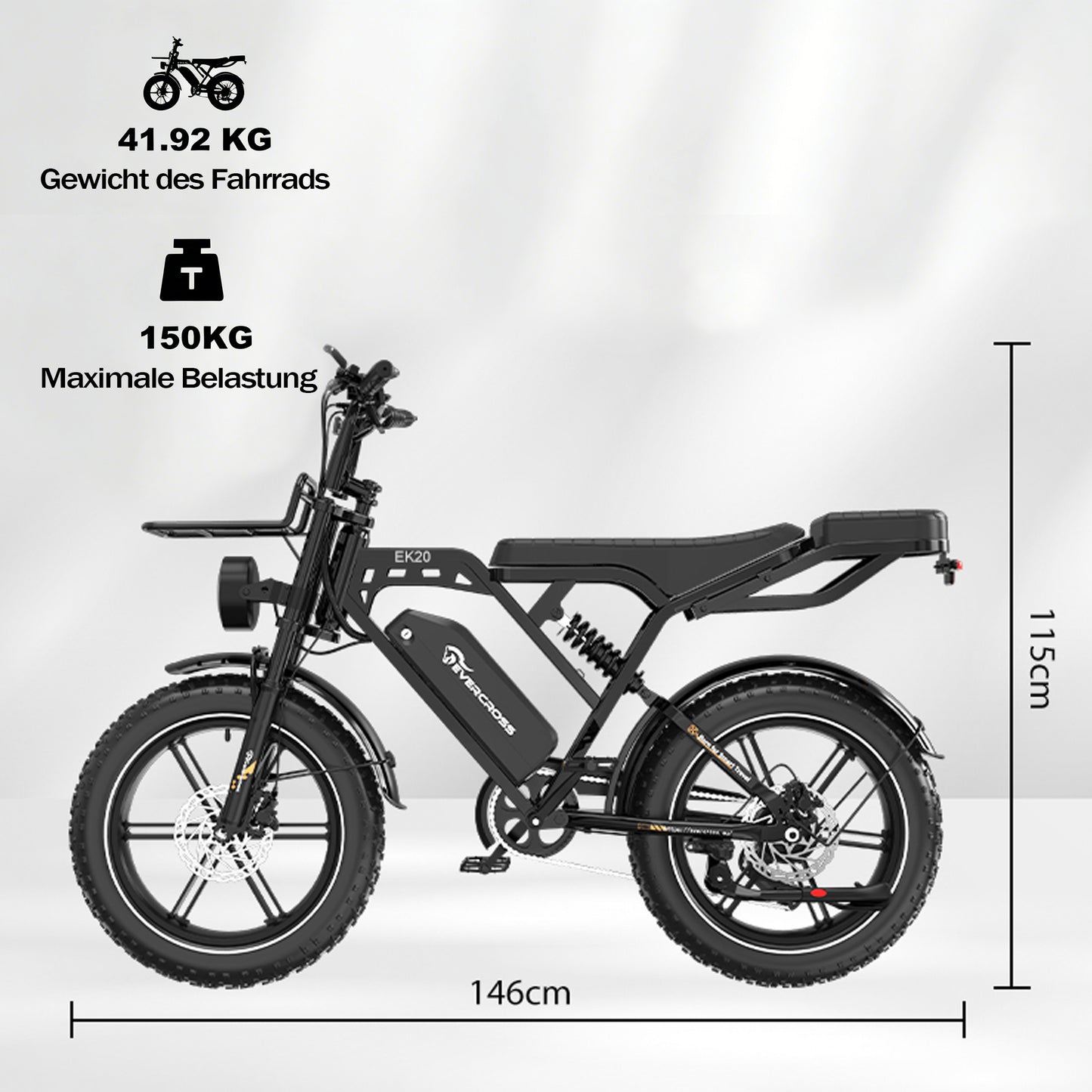 Bicicletta elettrica per pneumatici grassi EVERCROSS EK20