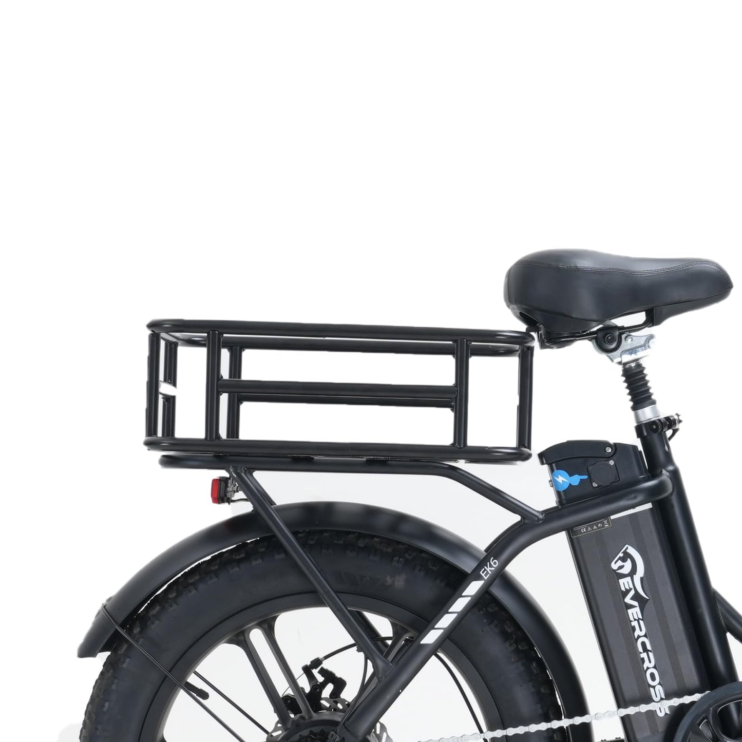 EVERCROSS Black Rear Bike Basket - Waterproof Iron Material, Compatible with EK6, EK8S, EK28 Electric Bikes