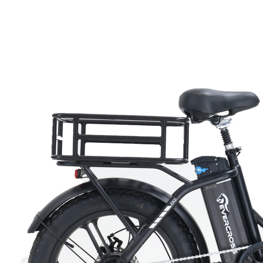 Cesta trasera para bicicleta EVERCROSS de color negro, fabricada en hierro resistente al agua, compatible con bicicletas eléctricas EK6, EK8S y EK28